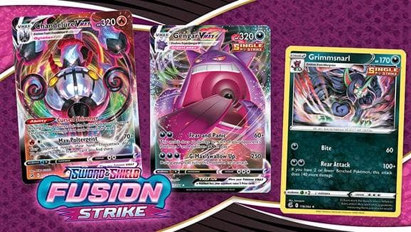 Gengar Vmax and Grimmsnarl Fusion Strike cards